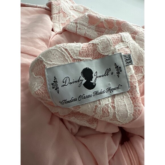 Dainty Jewells Pink Lace Peplum Top With 3/4 Sleeves & Back Zipper Closure XXL - Picture 6 of 6